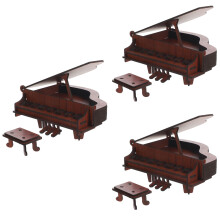 3Ensembles Puzzle 3D DIY Piano Rouge Bois Jouet Educatif Enfant