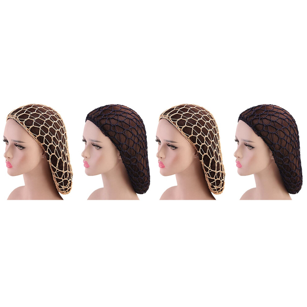 Ohphcall 4Pcs Long Sleeping Hair Net Cap Assorted Color Stretchy Hair Protector