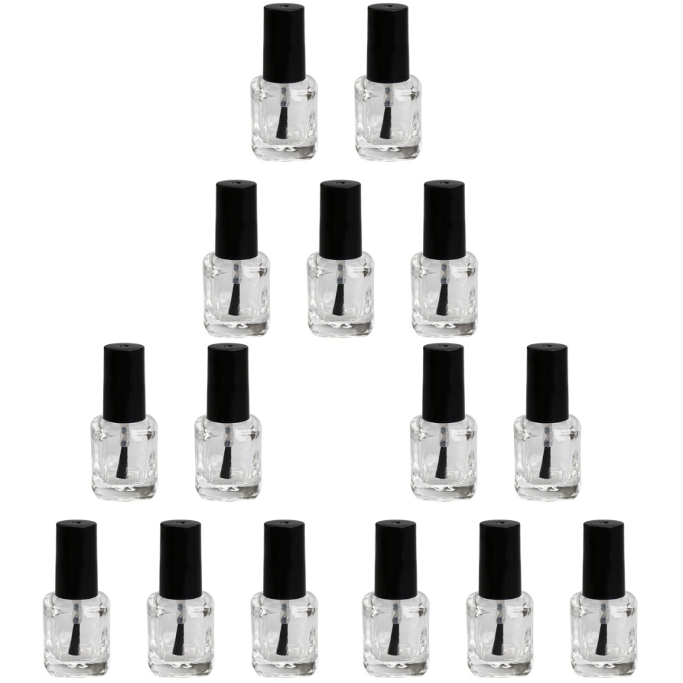 Inoomp 15Pcs Clear Empty Nail Polish Bottles Multi Color With Premium Brush
