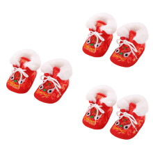 3Paires Chaussures Enfants Bottines Brodées Chaudes