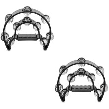 2Pièces Tambourine Jingle Double Rangée Noir Confortable Pour Concerts