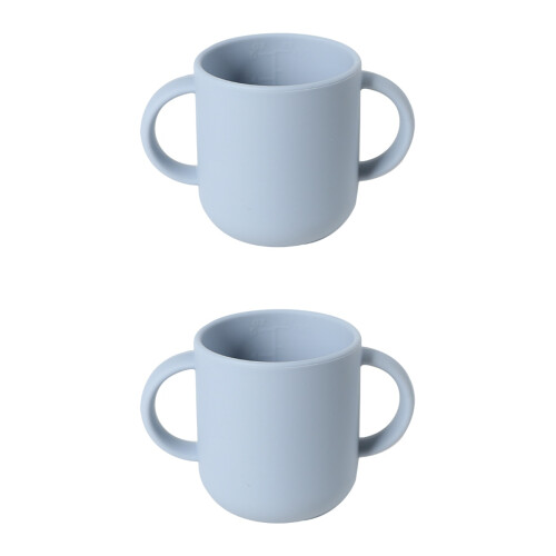2Pcs Baby Transition Cups Blue Soft Silicone Toddler Drinking Trainer