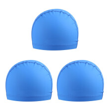 3Pcs Blue Women Swimming Caps Elastic Lightweight Waterproof Swim Hat