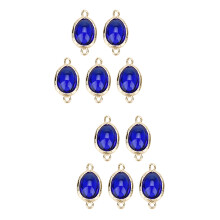10Pcs Blue Hanging Pendant Earrings Jewelry DIY Chic Oval Glass Design