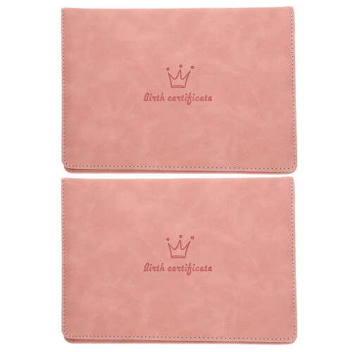 2Pcs Pink Baby Document Organizer Birth Certificate Holder Set