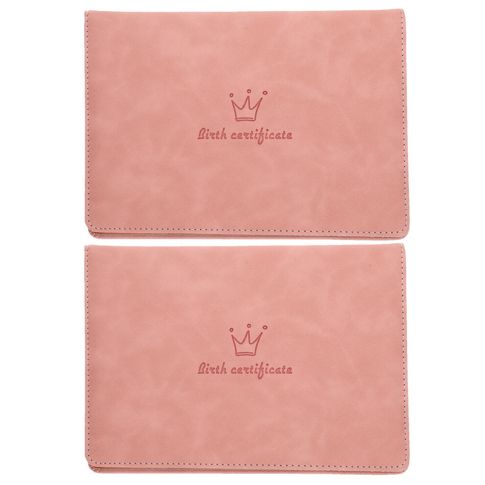 2Pcs Baby Document Organizer Birth Certificate Holder Set Pink Solustre