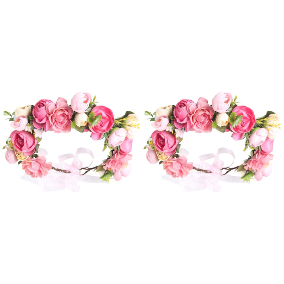Solustre Unisex Pink 2Pcs Simulation Rose Hair Accessories Fabric Decorative Ornaments