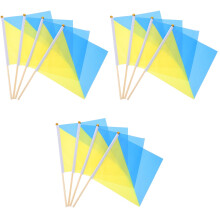 12Pièces Drapeaux Signal Main Assortis Bois+polyester Multiusages