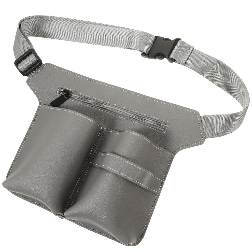 Inoomp Unisex Grey 3Pcs Hair Stylist Scissors Bag Portable Waist Belt Pouch