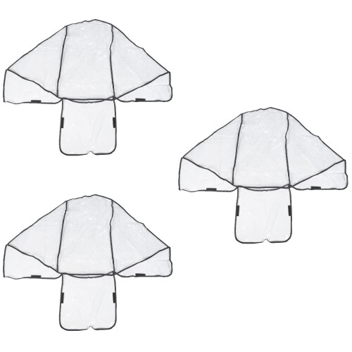 3Pcs Transparent Double Stroller Rain Cover Universal Windproof Shield