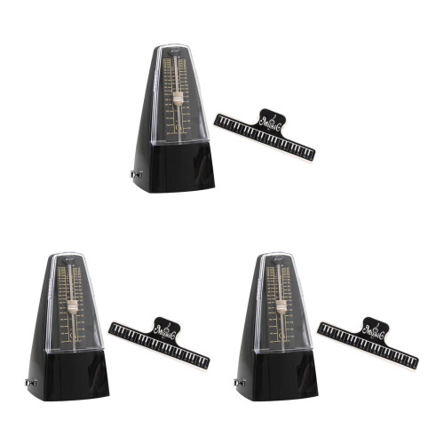 3Sets Black Mechanical Metronome for Drum Practice Durable ABS Case
