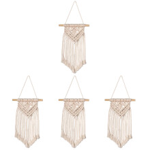 4Pcs Woven Macrame Tapestry Ivory Bohemian Hanging Decor for