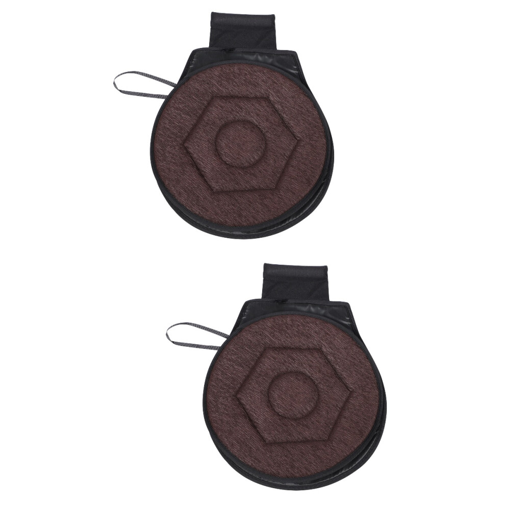 2Pcs Swivel Seat Cushion Coffee Color 360 Rotating Car Seat Protector 3703348643447