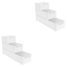 6Pcs White Bamboo Cutlery Storage Box Tableware Stackable Organizer