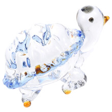 Blue Glass Turtle Adornment Creative Table Figure for Room Decor