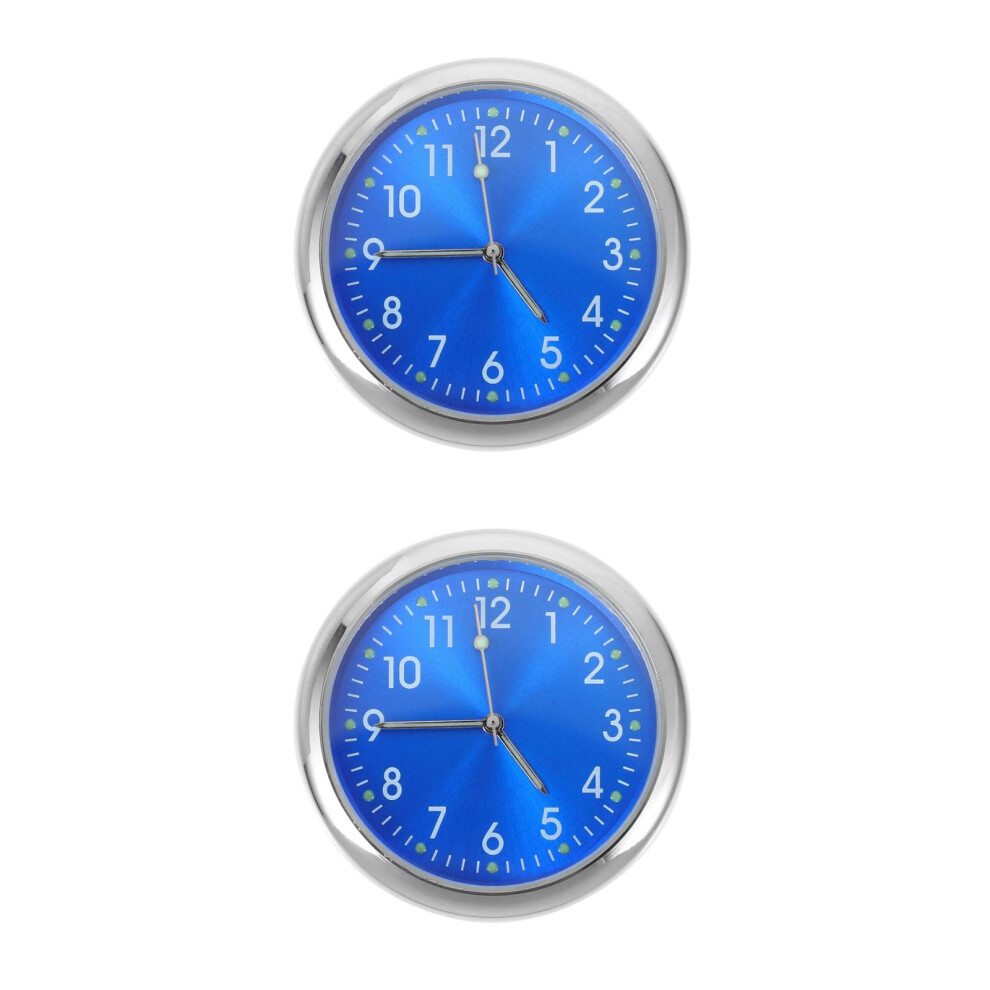 2Pcs Car Clock Dashboard Luminous Quartz Adhesive Durable Clock Blue 3703416324674