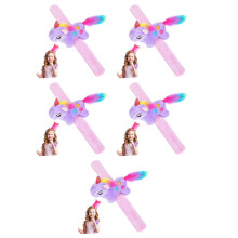 5Pièces Bracelets Slap Animaux Violet En Peluche Confortable Pour Jeux
