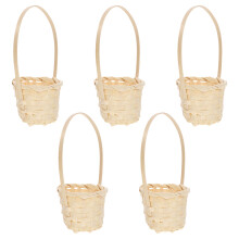 10Pcs Beige Woven Picnic Basket Portable Fruit and Flower Storage Tote