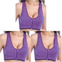 3Pcs Purple Push Bra Padded Yoga Vest for Durable Workout