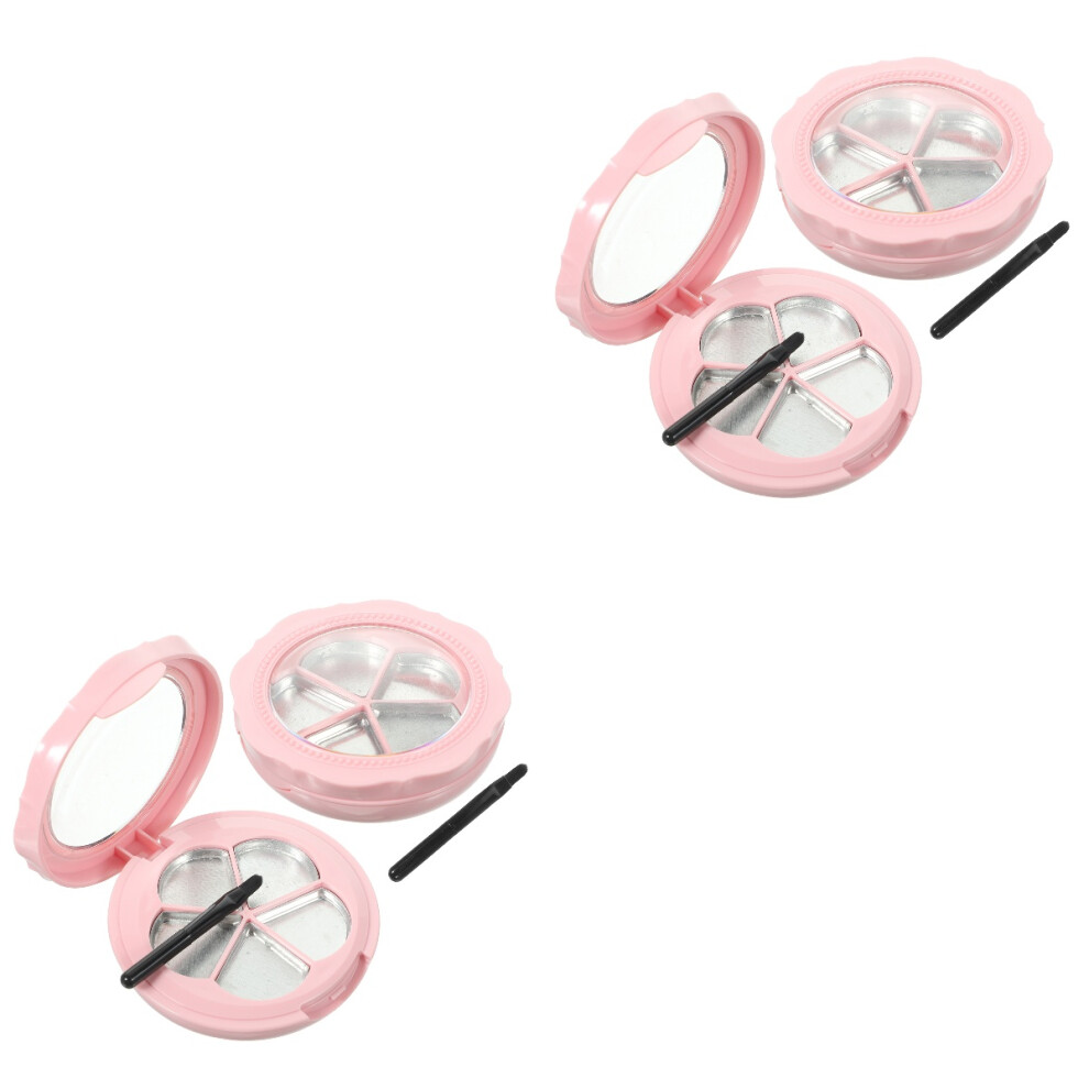 Solustre Pink 4Sets Diy Refillable Makeup Box For Eyeshadow And Lipstick
