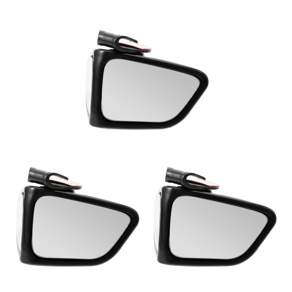 3Pcs Adjustable Blind Spot Car Mirrors Plastic Glass 360 View Black 3703116082935