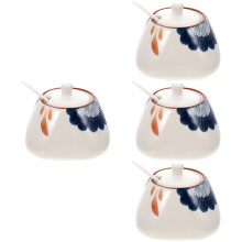 4Sets Lightweight White Ceramic Condiment Jars for Kitchen Use