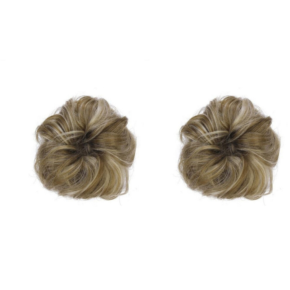 Artibetter Unisex Black 2Pcs Hair Updo Bun Extension Synthetic Wavy Messy Hairpiece