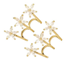 1Pair Golden Copper Multi Hoop Earrings Flower Claw Wrap for Women