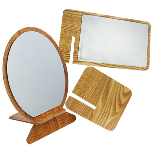 8Pcs Small Wooden Table Mirror Portable Folding Mirror 1