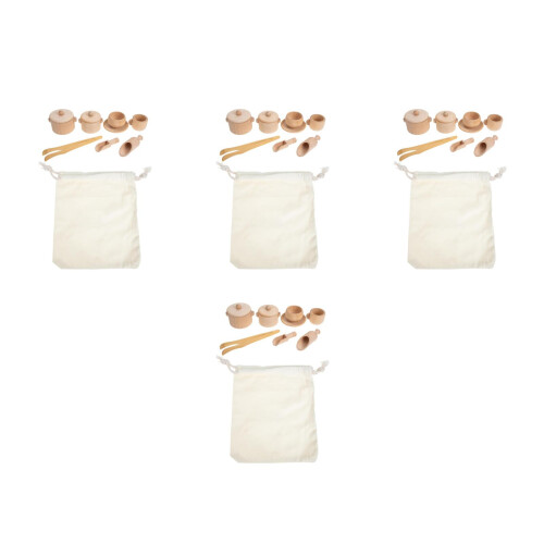 4Ensembles Jouets Enfants Bois Ensemble Miniature Art