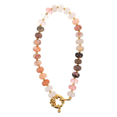 2Pcs Handmade Boho Beaded Bracelets for Women Natural Stone Adjustable 1