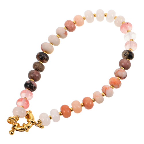 2Pcs Handmade Boho Beaded Bracelets for Women Natural Stone Adjustable 2