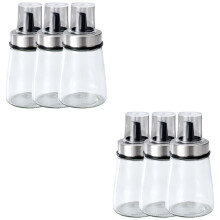6Pcs Glass Liquid Seasoning Bottles Oil Vinegar Soy Sauce Dispensers