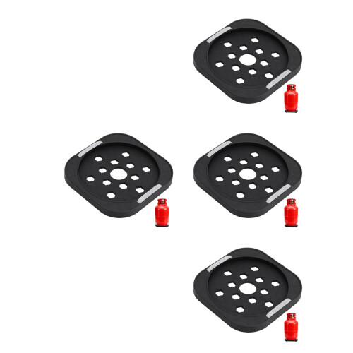 4Pcs Storage Gas Tank Base Tray Movable with Black Plastic Wheels