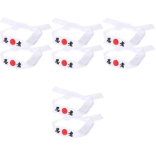 8Pcs Cotton Karate Headband White Ninja Print Wide Reusable Headband