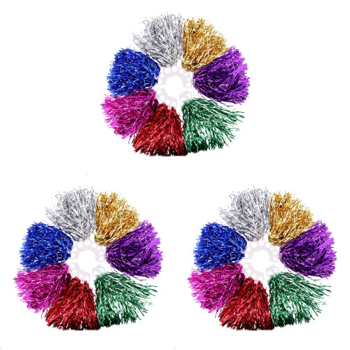 36Pcs Bright Assorted Color Cheerleading Pom Poms Durable Plastic