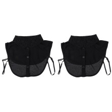 2Pcs Black Chiffon Fake Collar Detachable Women Clothes Accessory