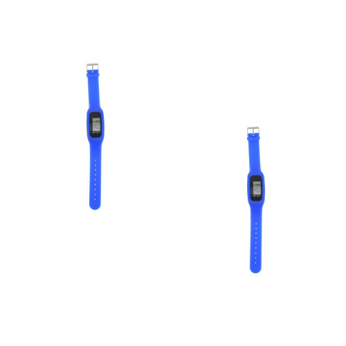 2Pcs Easy-Use Blue Pedometer Bracelet Watch Clear Display for Walking