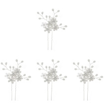 4Pcs Wedding Silver Rhinestone Hairpin Pearl Hair Clip for Women