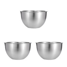 3Pcs Stainless Steel Egg Beating Bowls Silver Mixing Kitchen Tools