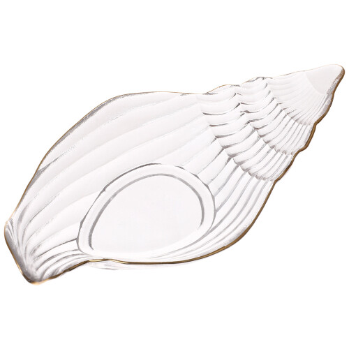 4Pcs Transparent Glass Fruit Plates Conch Shaped Decorative Snack Dish 1
