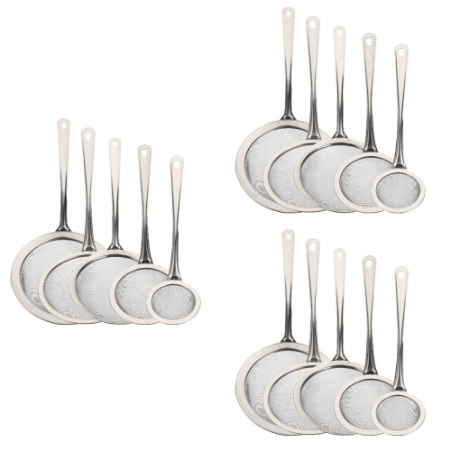 15Pcs Practical Silver Baking Sieve Kitchen Strainer for Fried Chicken