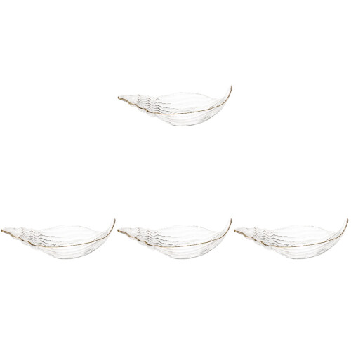 4Pcs Transparent Glass Fruit Plates Conch Shaped Decorative Snack Dish 2