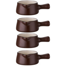 4Pcs Brown Ceramic Seasoning Dishes for Kitchen Condiment Sauce Plates