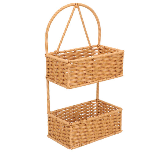 Brown Plastic Hanging Wall Basket Durable Woven Storage for Home