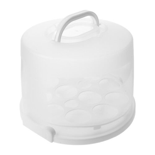 Plastic White Cake Box with Handle Secure Locking Lid for Home Use