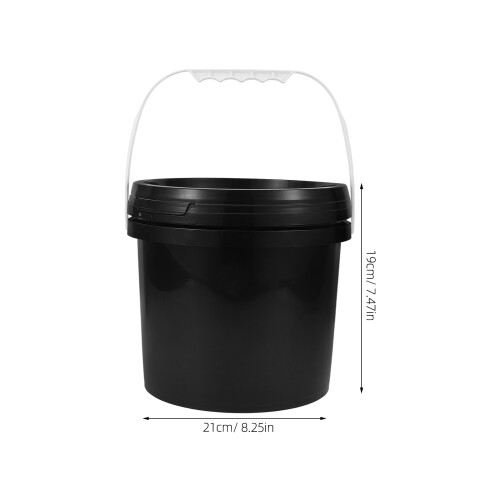 2Pcs PP Paint Buckets with Lid for Storage Black Plastic Bucket 1