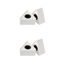 4Pcs White ABS Microphone Logo Flags Triangular Station for Interviews
