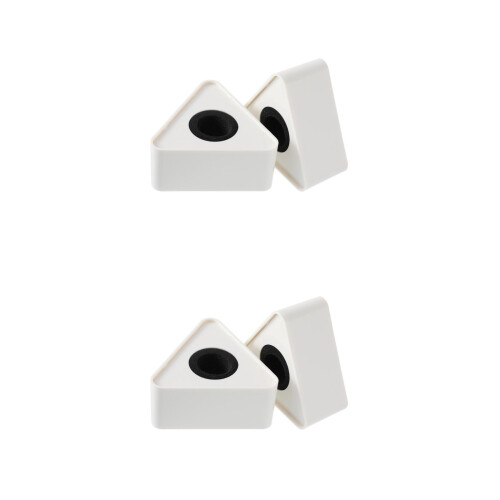4Pcs White ABS Microphone Logo Flags Triangular Station for Interviews
