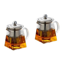 2Pcs Clear Glass Tea Pot with Infuser for Home Use Transparent Teapot